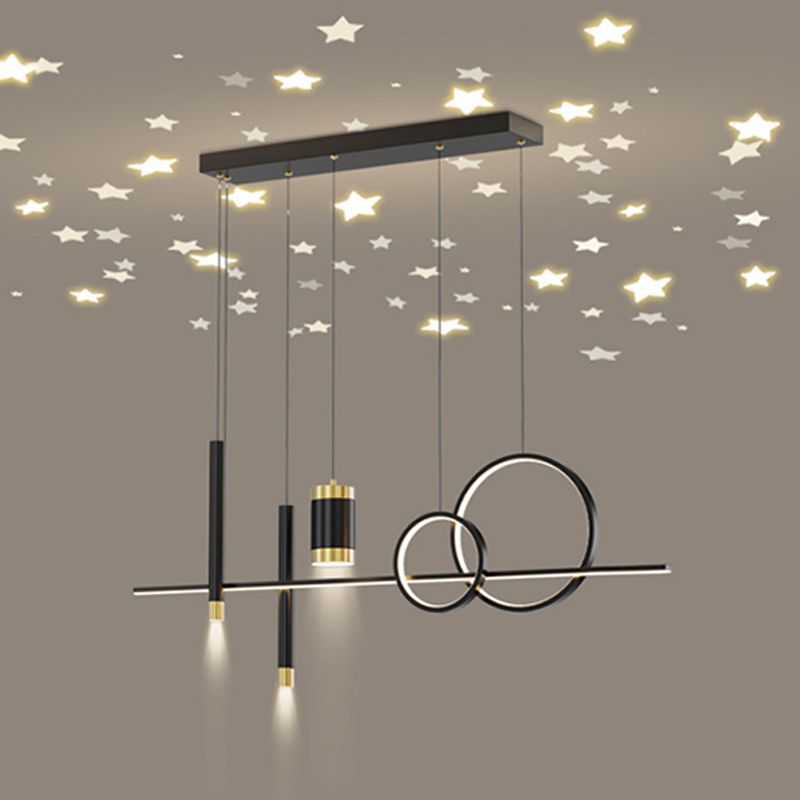6/7-Light Contemporary Black Kitchen Island Lighting LED Ceiling Light for Bedroom