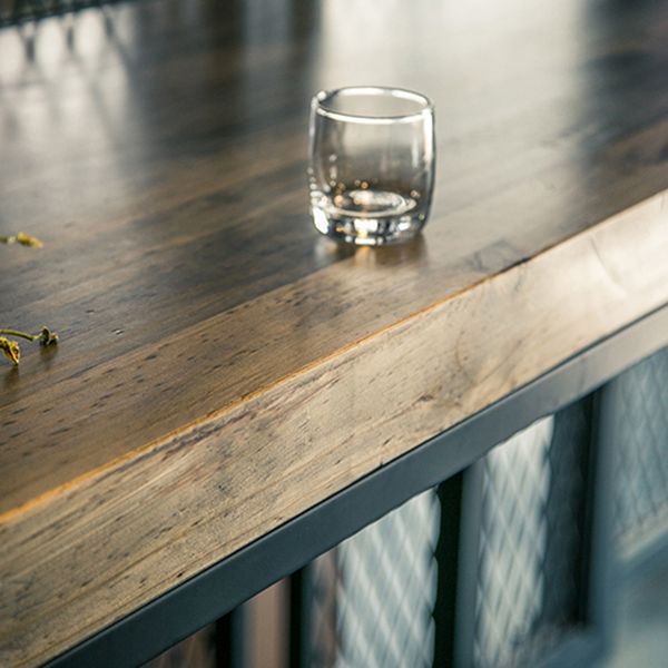 Industrial Bar Table Set 1/6 Pieces Wooden Bar Table and Footrest Bar Stool