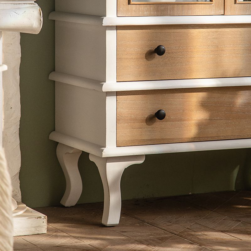 Traditional Wood Cabinet Multi-shelf Display Buffet Cabinet with Door for Living Room