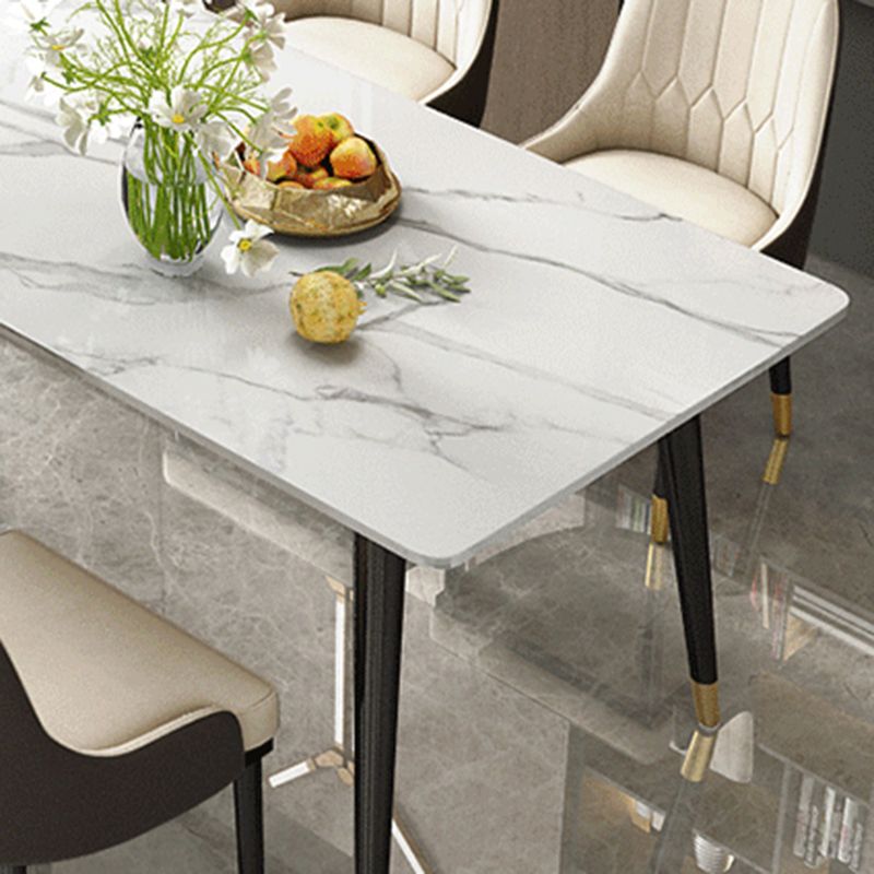 Modern Dining Rectangle Table Sintered Stone Table with Metal Legs for Kitchen
