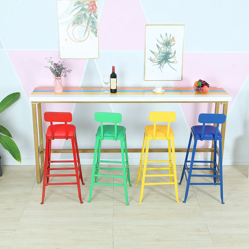 Modern Bar Height Table Solid Wood Top Bistro Bar Table with Metal Base