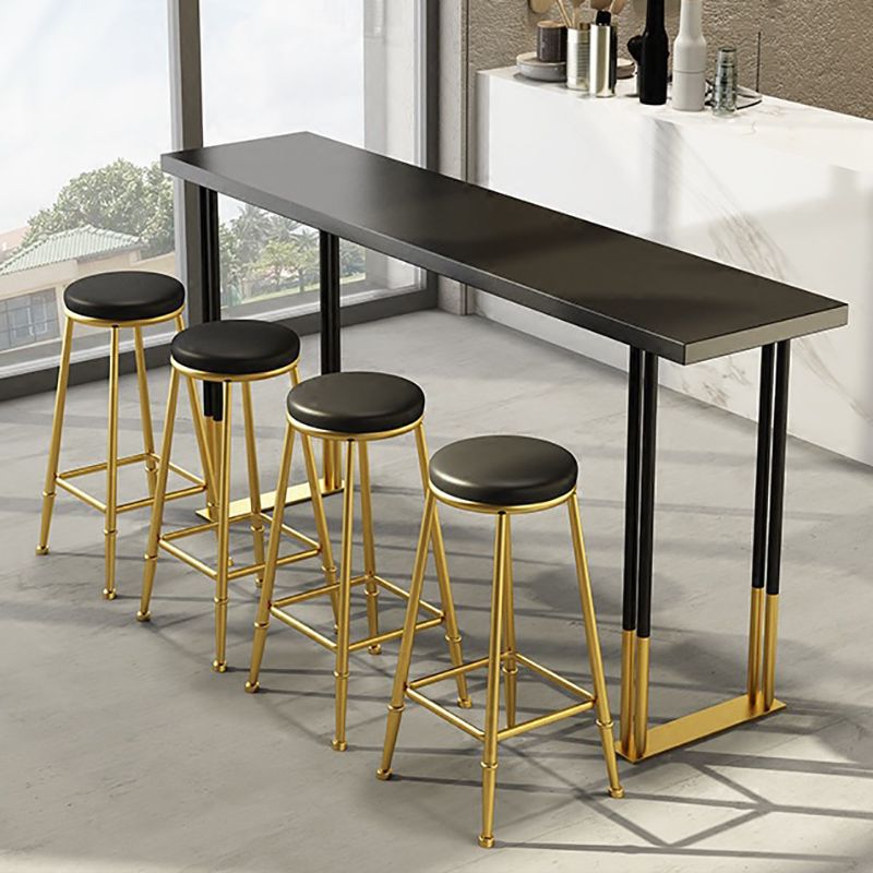 Modern Rectangle Bar Counter Table Wood Bar Counter Table with Metal Legs