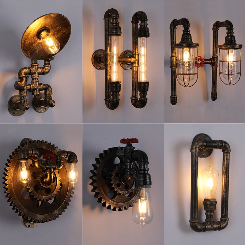 Industrielle Leitungsschatten-Wandmontage licht schmiedeeiseisernder Wandleuchte für Bar