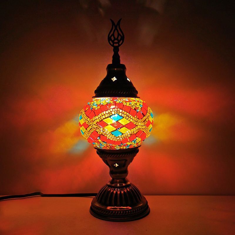 Vintage Moroccan Desk Lamp Turkish Style Glass Table Lamp Fixture for Bedroom