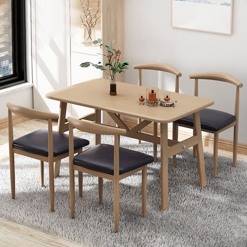 Contemporary Wood Rectangle Shape Dining Furniture 4 Legs Table Formal for Dining Room