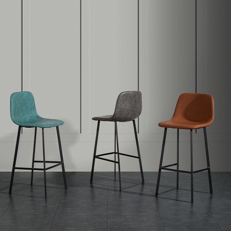 Scandinavian Metal Stool Faux Leather Upholstered Counter Stool