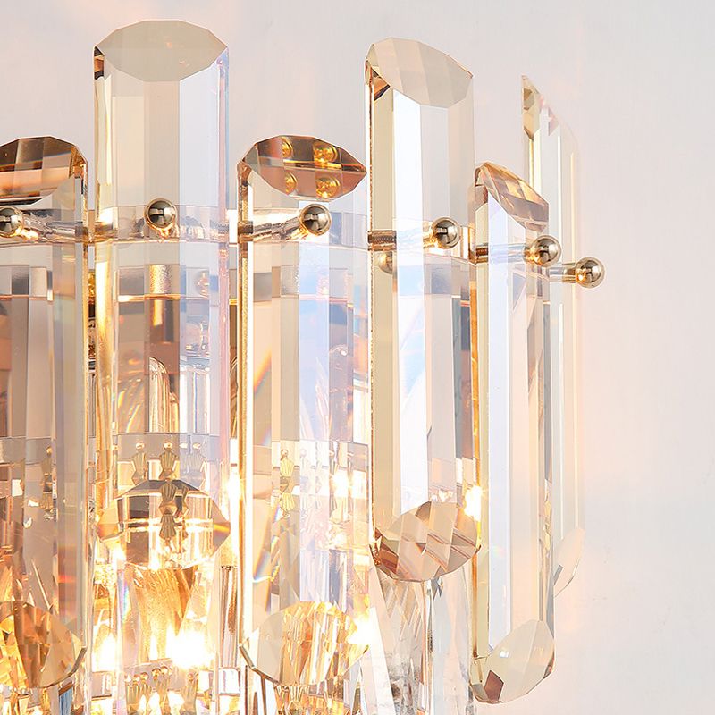 Modern Style Tiered Wall Light Crystal 2 Lights Sconces for Bedroom