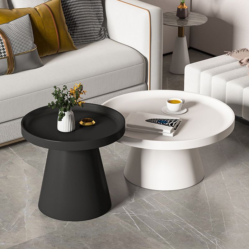 Round Tray Top Coffee Table Metal Black/White Cocktail Table