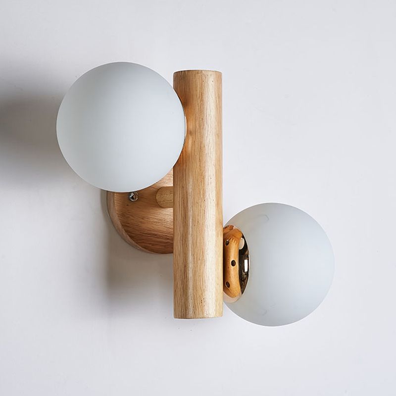 Nordic Style Wooden Vanity Light Ball Shape Vanity Lamp for Shower Room