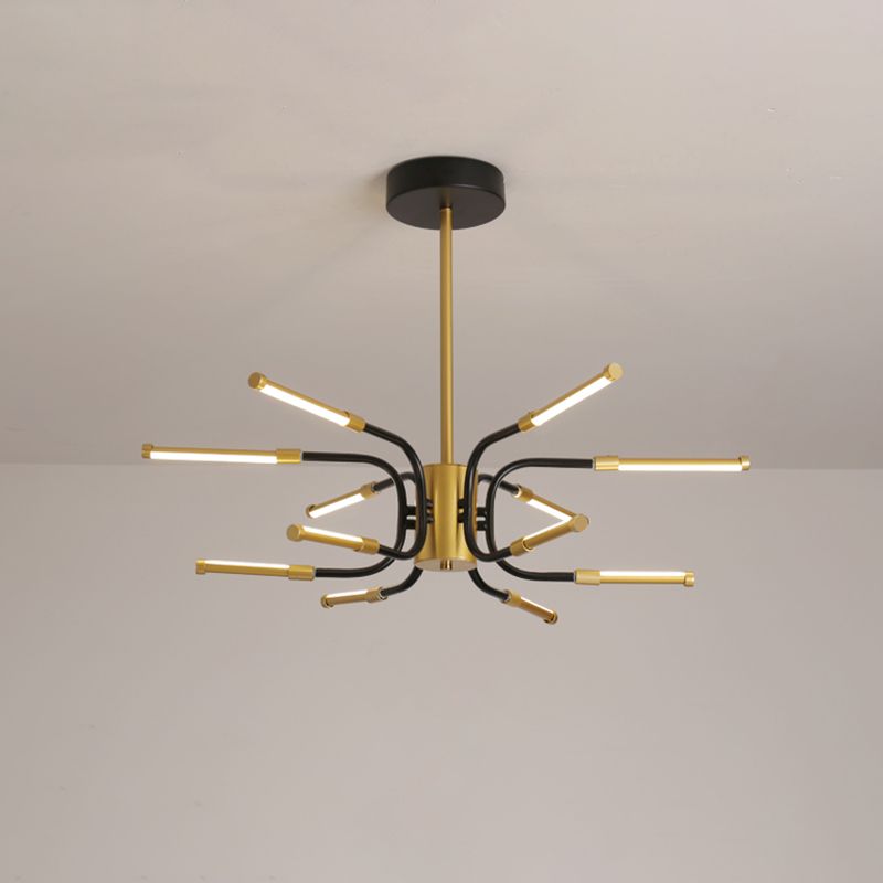 Black-gouden u-vorm kroonluchter minimalistische 12-head metallic hangende plafondlamp in warm/wit licht