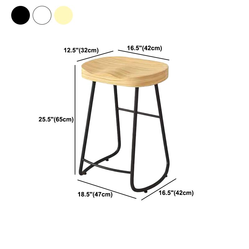 Modern Saddle Seat Bar Stool Wood and Metal Indoor Counter-height Stool
