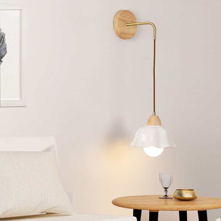 Modern Wall Lamp Wooden 1 Light Wall Vanity Lights for Washroom