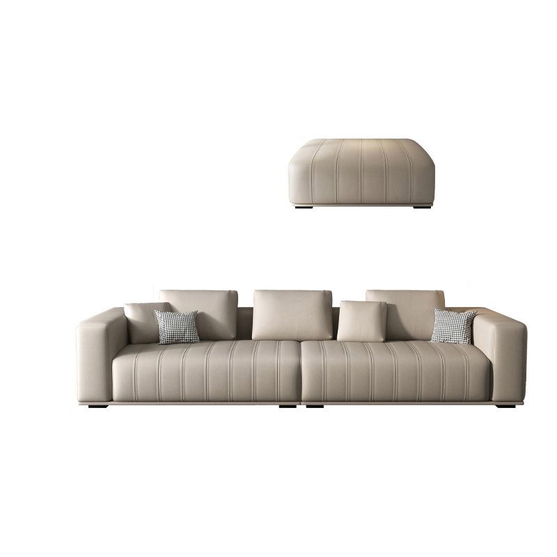 Cream Faux Leather Square Arm Sofa/Sectionals with water proof for Living Room