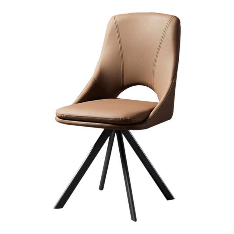 Eigentijds ontwerp open rug dineren stoelen lederen eetkamerstoelen