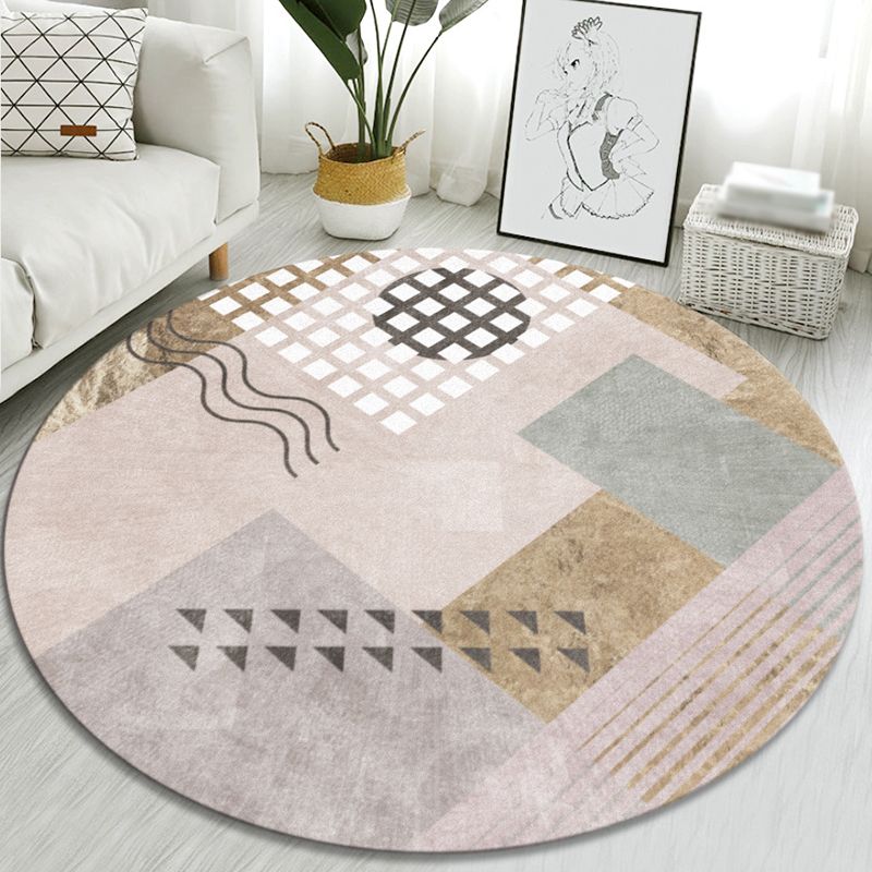 Alfombra de dormitorio redondo de estilo nórdico alfombra interior polyster anti-slip respaldo alfombra lavable