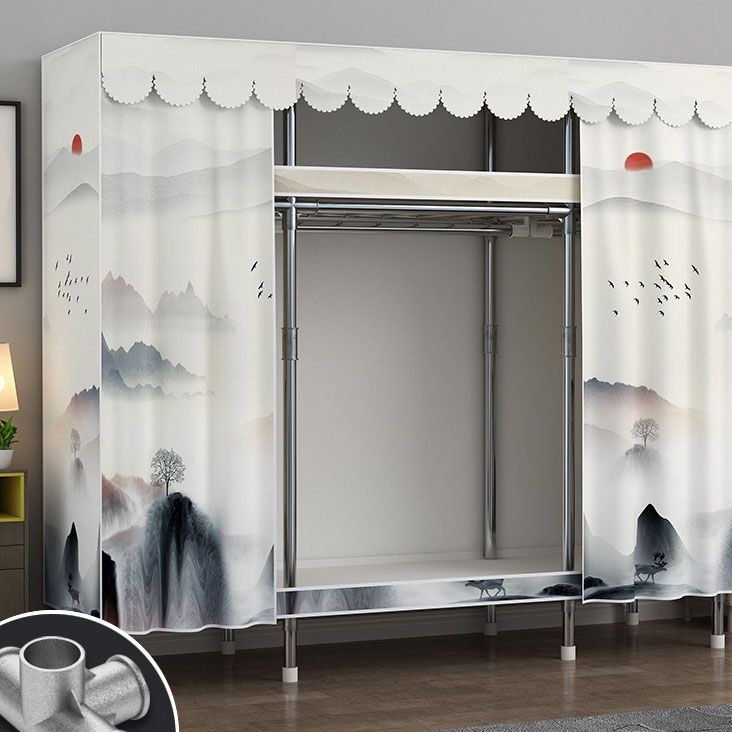 Contemporary Style Steel Wardrobe 2-Tier Metal Wardrobe Closet for Home