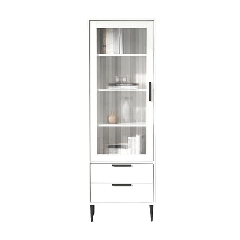 Modern Wooden Accent Cabinet with Glass 1-Door and 2 Drawers