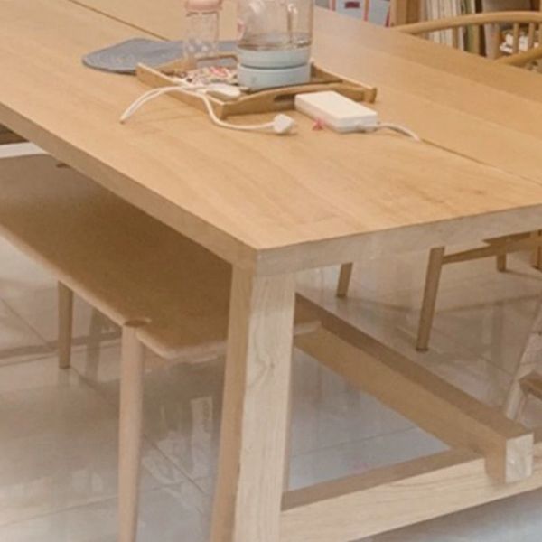 Modern Rectangle Solid Wood Dining Table Trestle Base Dining Table