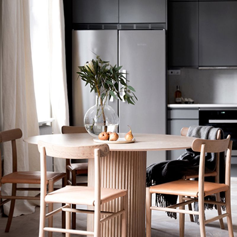 Modern White in Wood Counter Table Round Dining Table for Kitchen