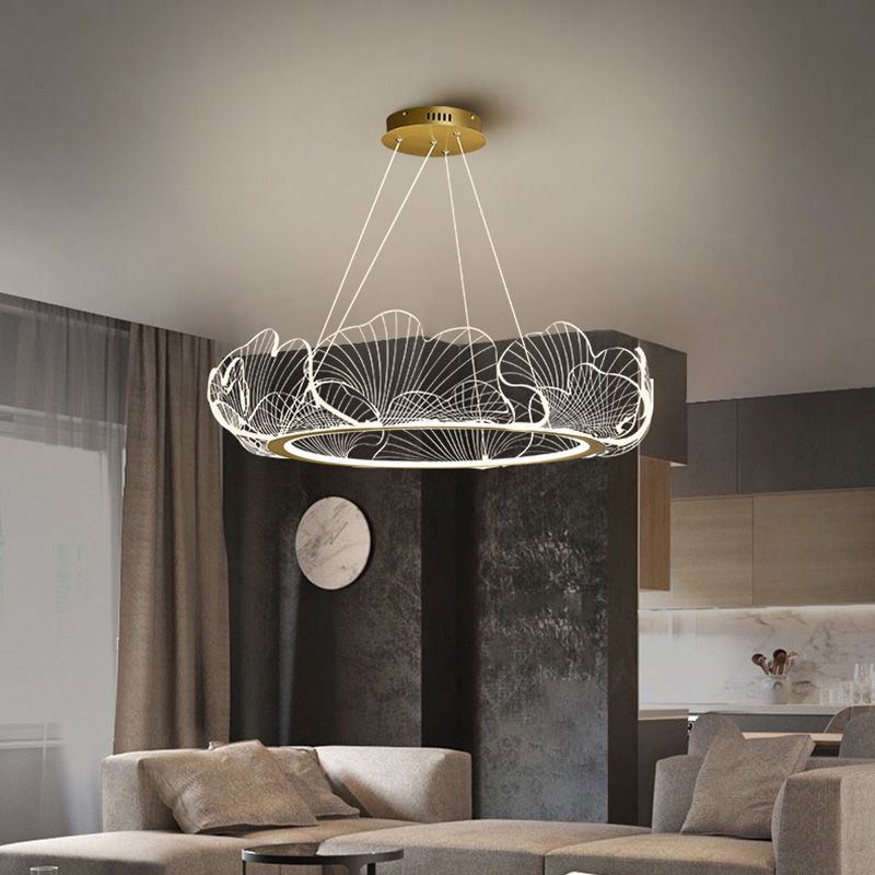 Luz de suspensión de anillo de oro de lámpara de araña de araña moderna para dormitorio de sala de estar