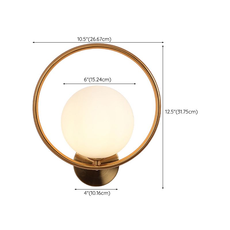 Glass Ball Shape Wall Light Modern Style 1 Light Wall Light Sconce in Gold