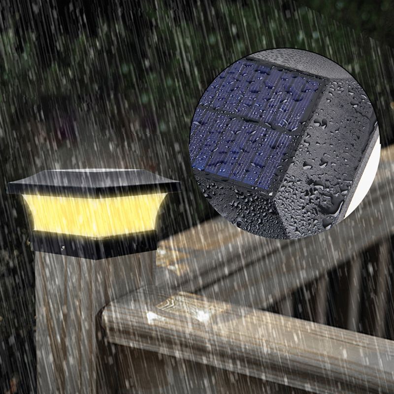 Black Square Pillar Lamp Outdoor Waterproof Solar Lights for Garden