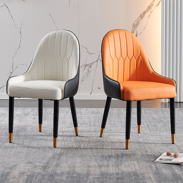 Glam Wood Dining Arm Chair Faux Leather Dining Chairs for Restaurant Use