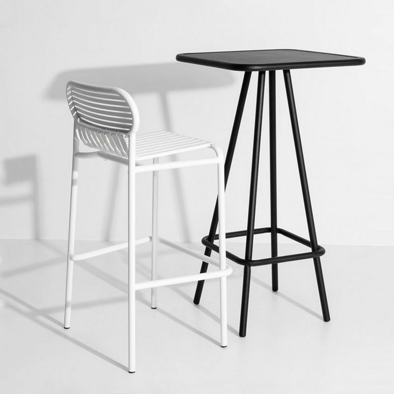 Industrial Square Bar Table Set 1/2 Pieces Counter Table with Iron High Stools