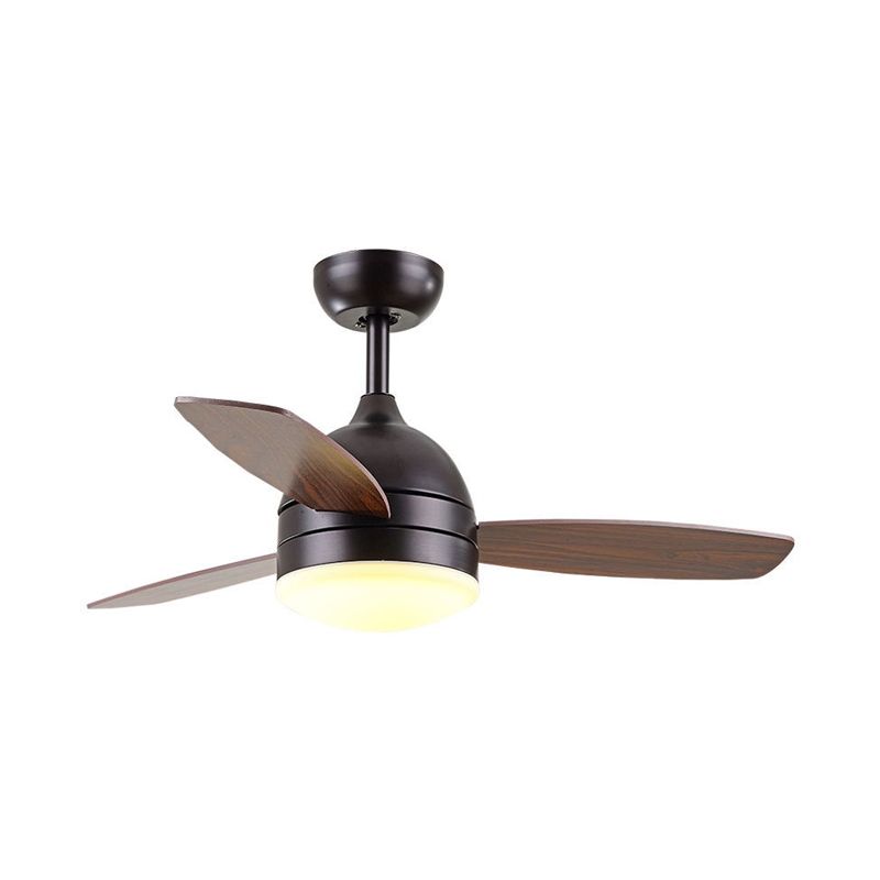 Weiß/schwarze LED Hanging Lüfter leichte modernistische Metallic Dome Semi Flush Mounted Lampe mit 3 Holzklingen, 42 "W.