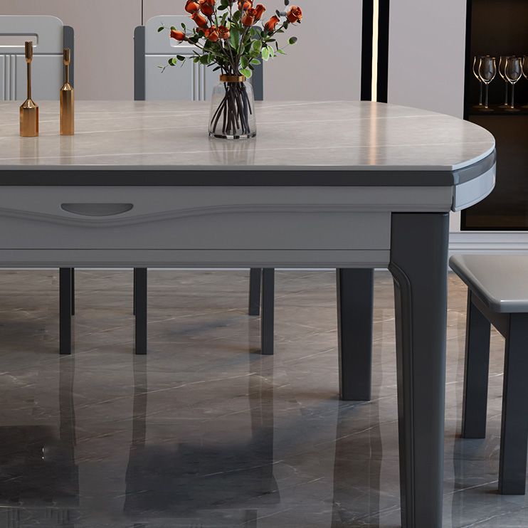 Modern Scalable Stone Dining Table 4 Legs Table for Dining Room