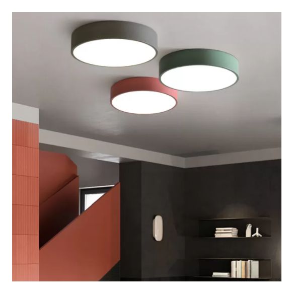Nordic Style Circular Semi Flush Mount Ceiling Light Metal Semi Flush Ceiling Light for Bedroom