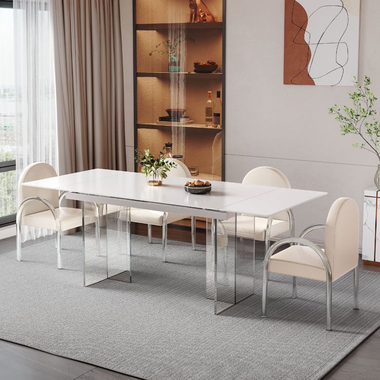 Contemporary 1/4/5/7 Pieces Furniture Rectangle Stone Dining Set in White