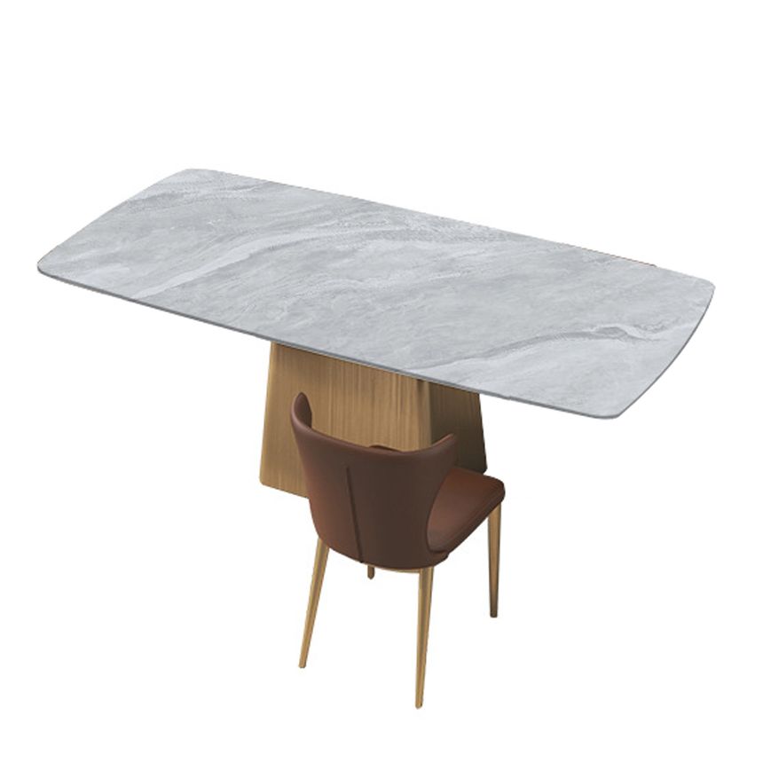 Sintered Stone Top Luxury Table for Restaurant Rectangle Dining Table with Pedestal Base