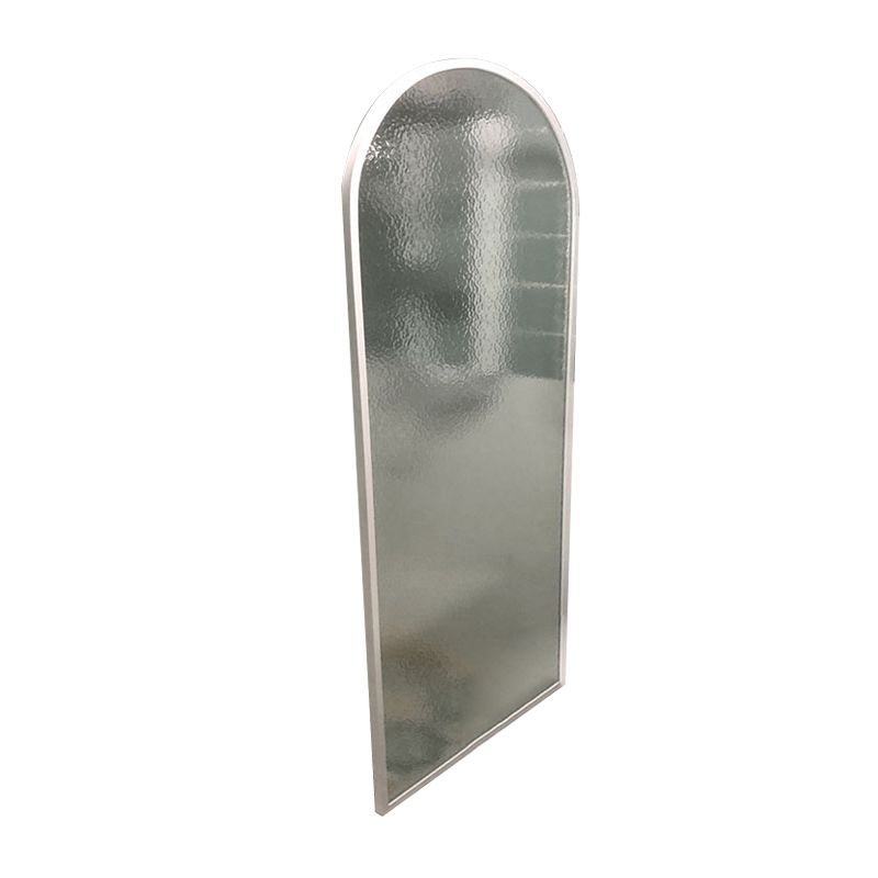 White Full Frame Single Fixed Panel, Half Partition Arched Waterproof Bathroom Screen