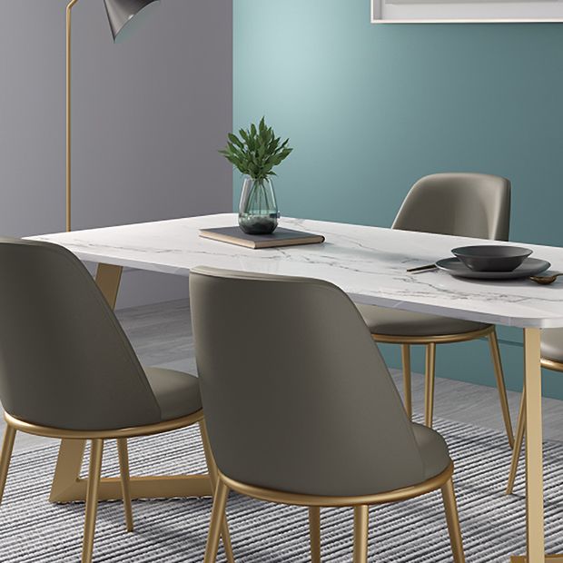 Nordic 1/4/5 Pieces Dining Set Sintered Stone Dining Table with Leather Chairs