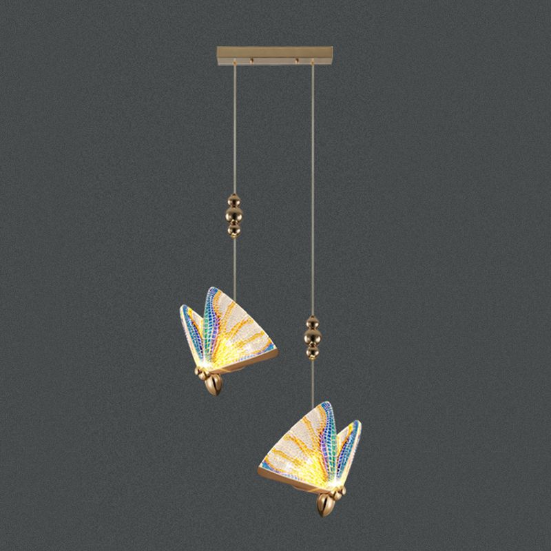 Butterfly Shape Metal Hanging Light Modern Style Multi Lights Cluster Pendant
