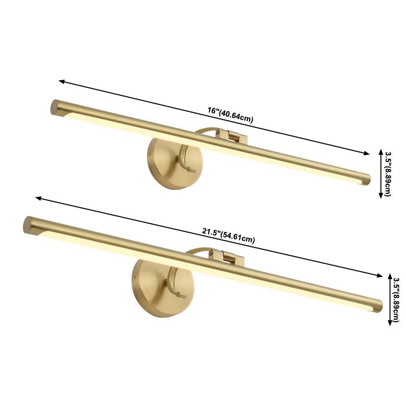 Armed Linear Wall Sconces Modern Metal 1 Light Sconce Light Fixtures in Gold for Lavatory
