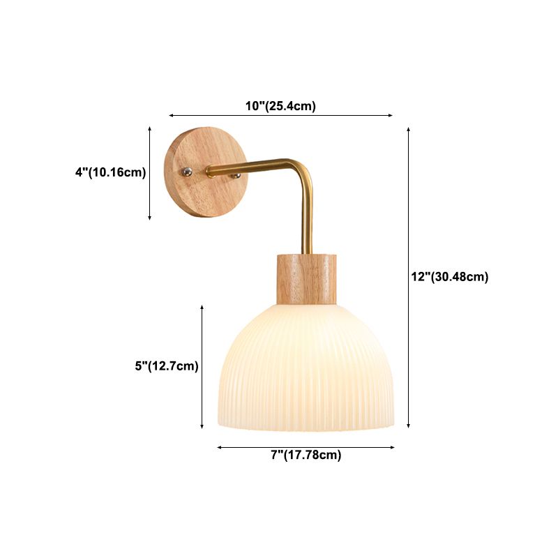 Modern Simple Wooden Wall Light Dome Shape Wall Lamp for Living Room
