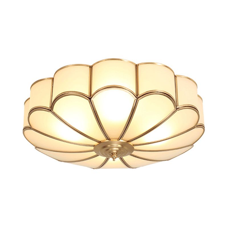 14 "/18" /23.5 " W Brass Scalloped Soffitto Illuminazione Tradizionale Metallo 3/4/6 Teste Living Room Flush Montaggio Soffitto Luce Fissaggio