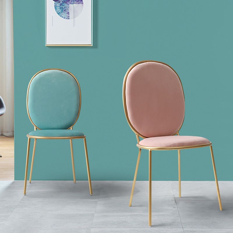 Glam Style Metal Side Chair Matte Finish Solid Back Dining Chair for Home Use