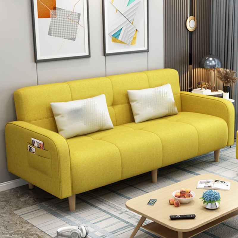 Modern Square Arm Standard Sofa Bed Dual Purpose Sofa with Bolster Pillows for Living Room