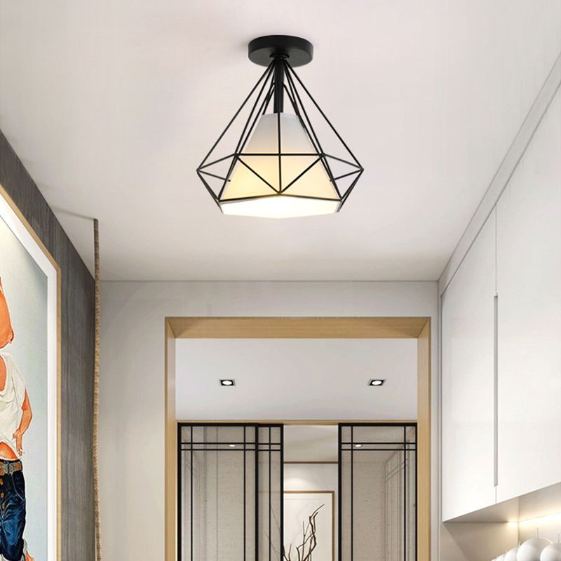 Contemporary Polished Finish Single Flush Mount Lighting Unique Iron Ceiling Light