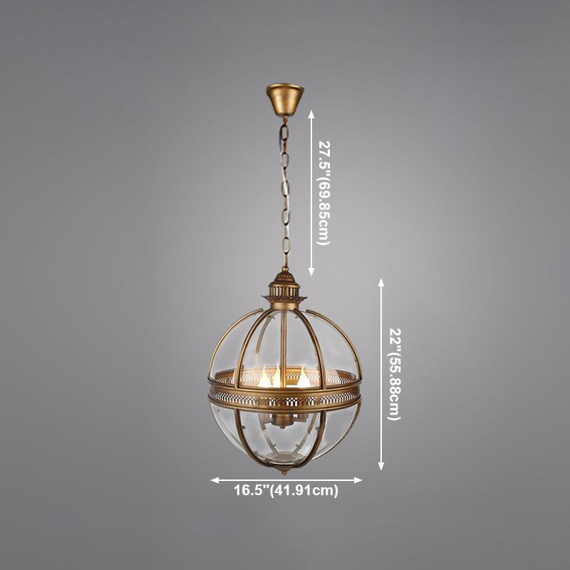 Globe Metal Pendant Lighting Industrial 3 Lights Dining Room Chandelier Hanging Light Fixture