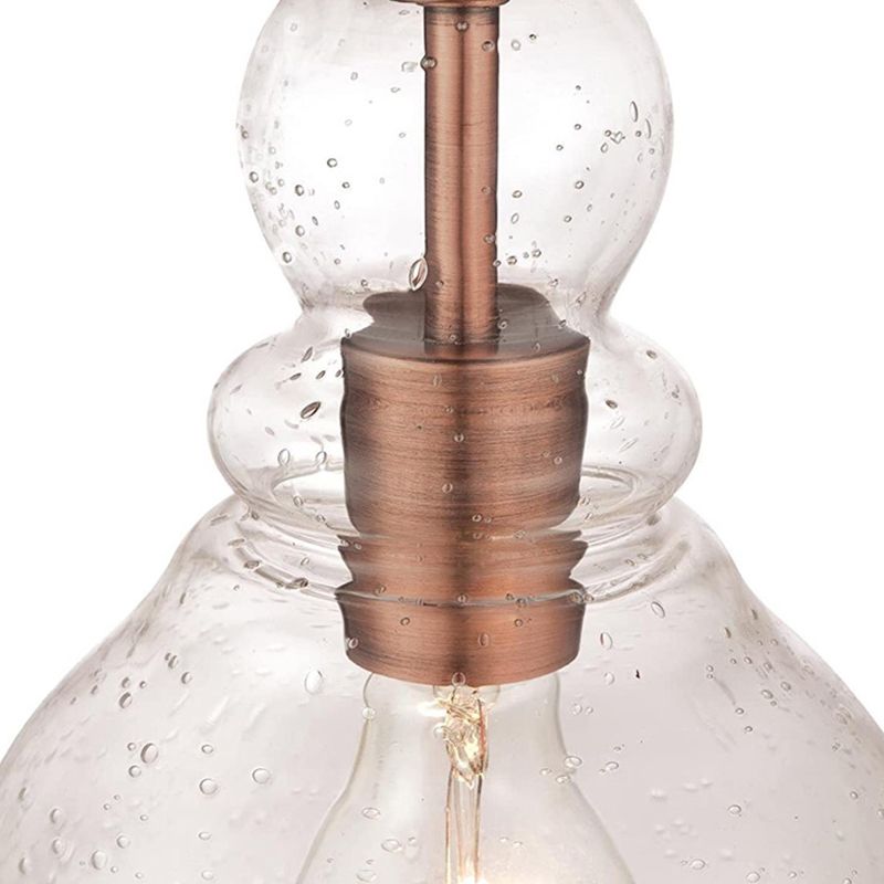 Seeded Glass Retro Industrial Style Hanging Light 7" Wide Single Bulb Metal Lighting Pendant for Bedroom