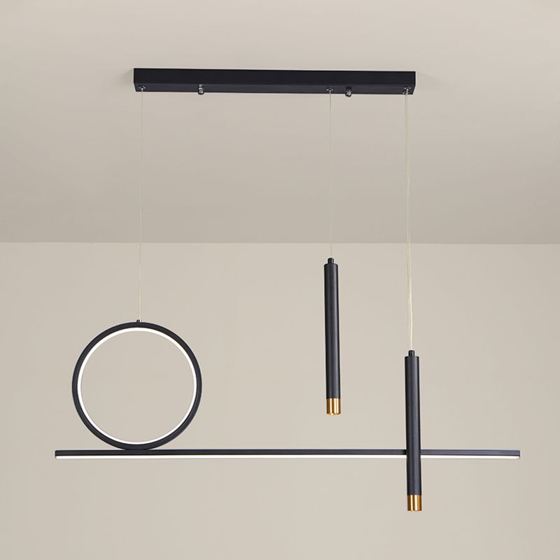 Black Metal Hanging Pendant Lights with Acrylic Shade Modern Island Lamps