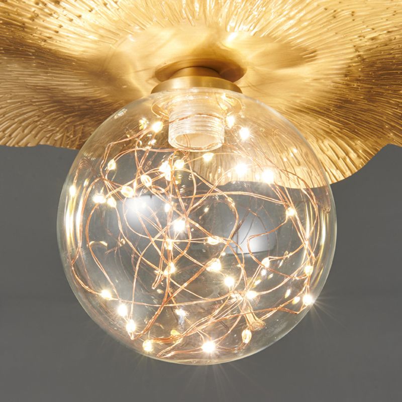 Modern Creative Style Ceiling Lamp Brass and Glass Lighting Fixture in Gold for Hallway