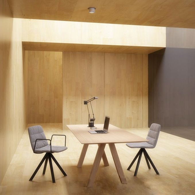 Rectangle Shape 4 Legs Minimalist Dining Table Wood Color Fixed Table of Solid Wood