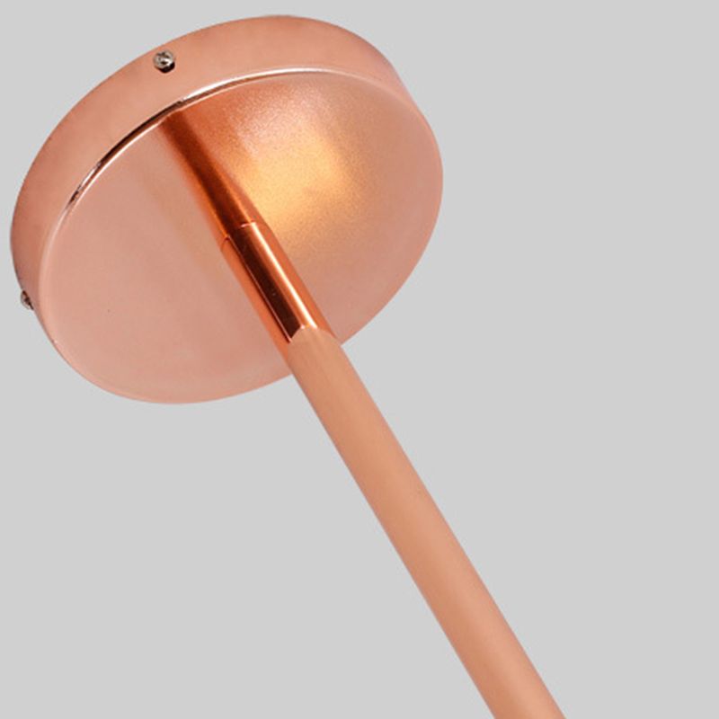 Postmodern Geometric Suspension Light Clear Glass Dining Room Chandelier in Rose Gold