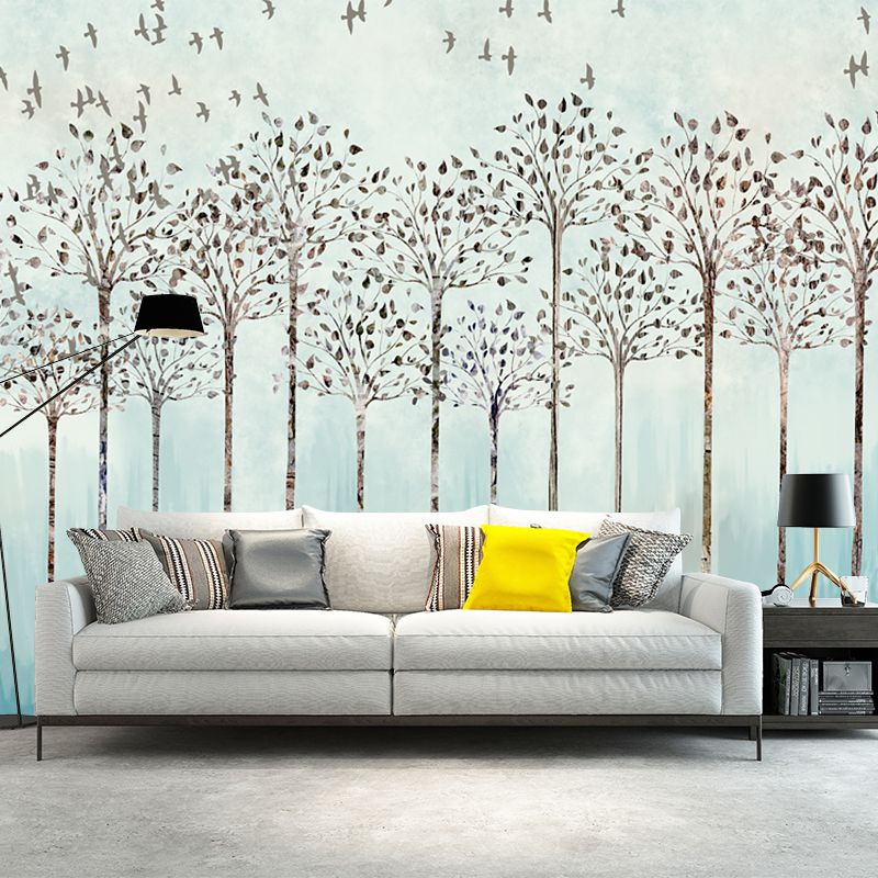 Tree in Line Drawing Mural Modern Waterproof Bedroom Wall Covering, Personalized Size
