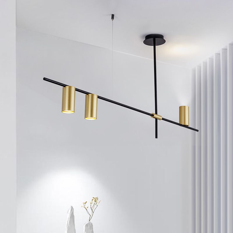 Asymmetrische cilinder kroonluchter verlichtingsarmatuur modern metaal 3/4/9 koppen gouden plafondlamp voor eetkamer in warm/wit